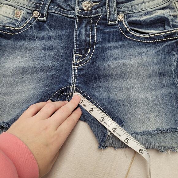 Miss Me cutoff bling studded patch jean shorts low rise Y2k - Picture 4 of 8